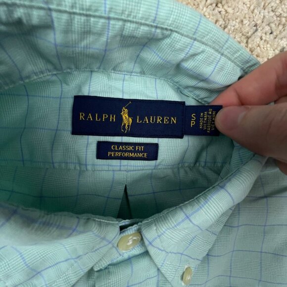 Ralph Lauren Performance Classic Fit Button Up Shirt Small Blue Check L/S - Picture 5 of 14